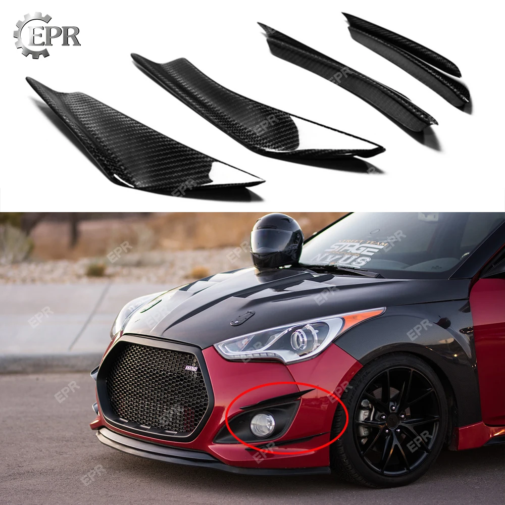 

Carbon Canard For Hyundai Veloster Turbo Carbon Fiber Bumper Canard (4Pcs) Body Kits Tuning Trim Accessories For Veloster