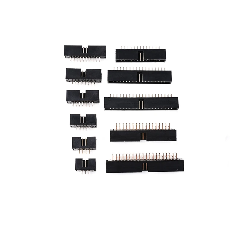 10PCS/LOT  DC3 6P 8P 10P 14P 16P 20P 30P 34P 40P 2.54mm Socket Header Connector ISP Male Double-spaced Straight Needle Curved