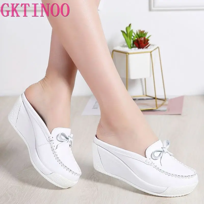 GKTINOO 2024 Summer Women Shoes Platform Slippers Wedge Flip Flops Women High Heel Slippers Women Casual Sandals Female Shoes