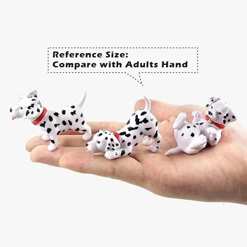 6pcs Dalmatian Puppy Spot Dog Figurine Cartoon Animal Model Home Decor Miniature Fairy Garden Decoration DIY Accessories Modern