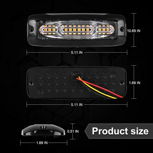 Imagen 2 del producto Luz estroboscópica de ambulancia de emergencia, 16 modos de iluminación intermitente, 12W, camionetas, lámpara LED de señal de advertencia lateral, resistente al agua IP65 ámbar
