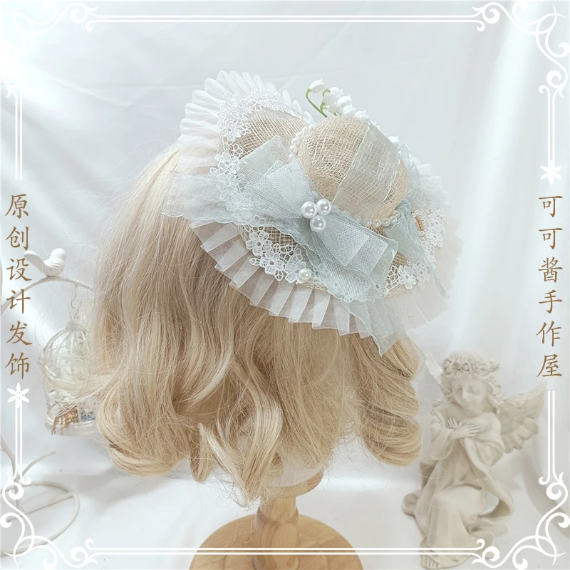 Lolita All-Match Linglan Bow Cambric Hat Antique Retro Top Hat Gorgeous Comic Show Catwalk Tea Party