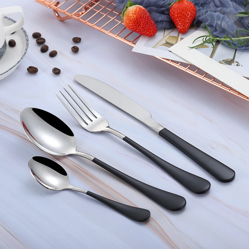 

Spklifey Dinnerware Forks Knives Spoons Cutlery Set Fork Stainless Steel Spoon Kitchen Cutlery Black Cutlery Set