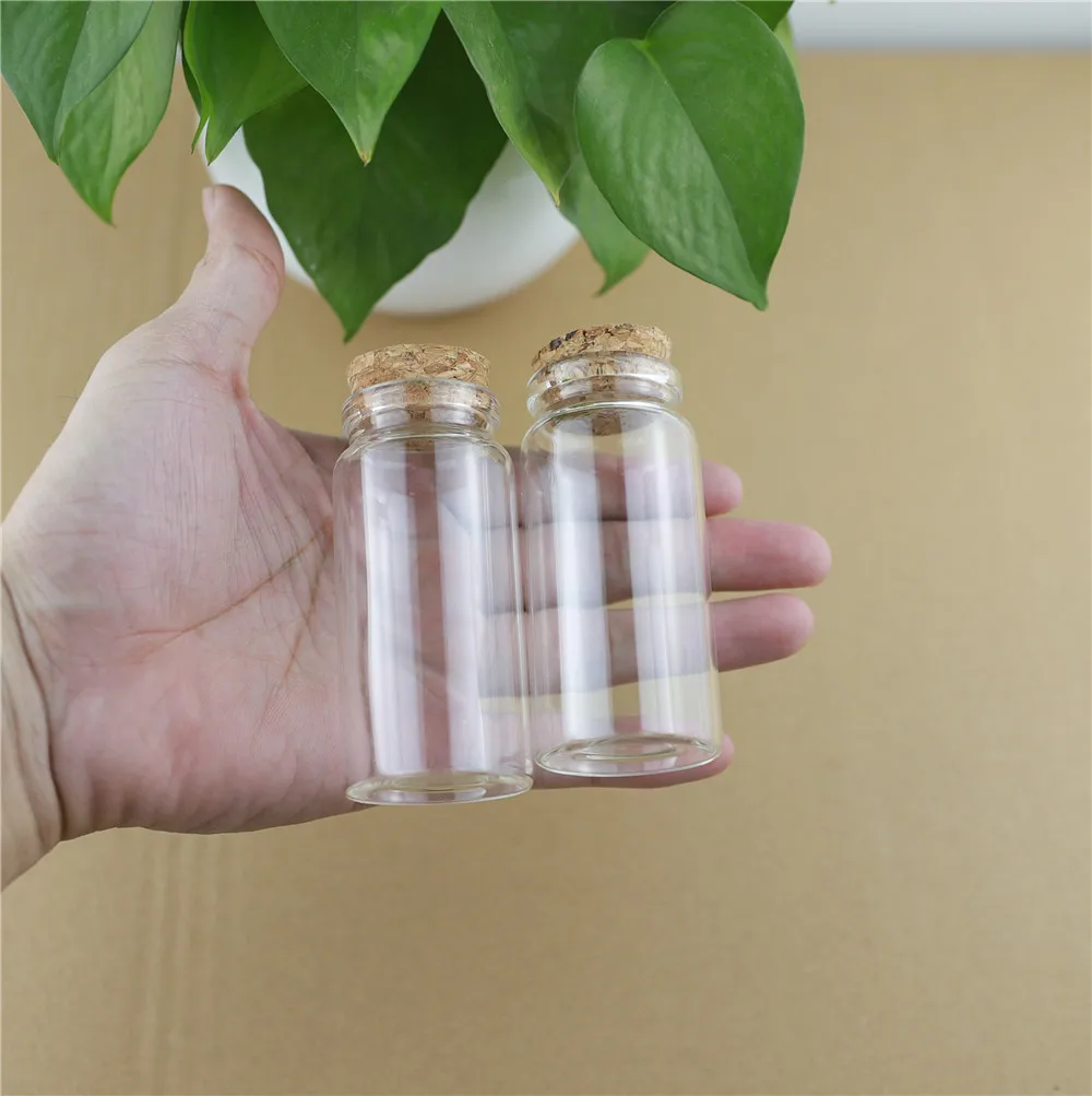 24pcs/lot 37*80mm 60ml Mini Glass Bottles Storage tiny Jar for Spice Corks spicy Bottle Candy Containers Vials With Cork Stopper