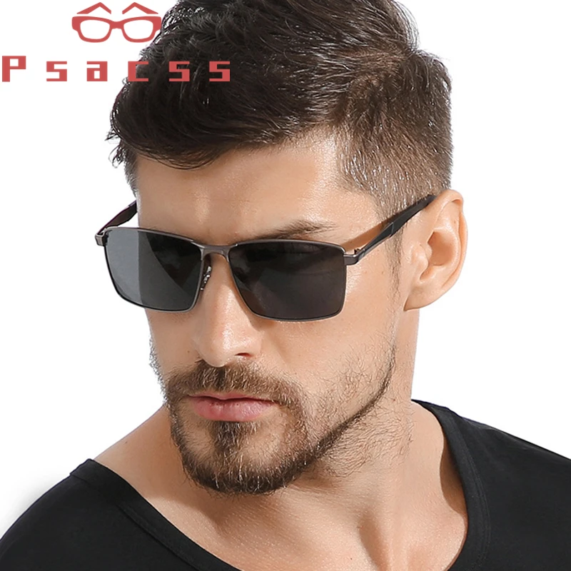 

Psacss Square Polarized Sunglasses Men Lightweight TR90 Frame High-End Sun Glasses For Male Driving Fishing gafas de sol hombre