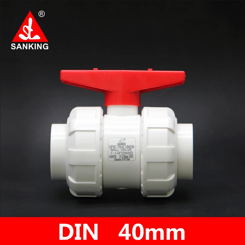 Sanking 40mm PVC True Union Ball Valve connectors Garden Irrigation Connector Water Pipe Joints PVC Pipe Fillings