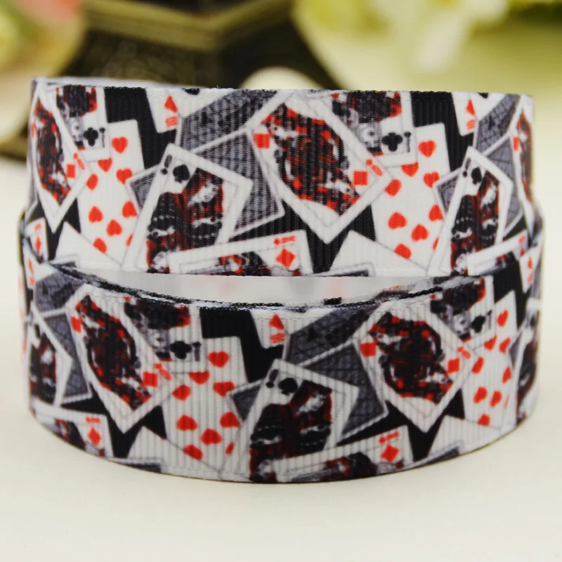 22mm 25mm 38mm 75mm Poker Cartoon printed Grosgrain Ribbon party decoration 10 Yards X-02942