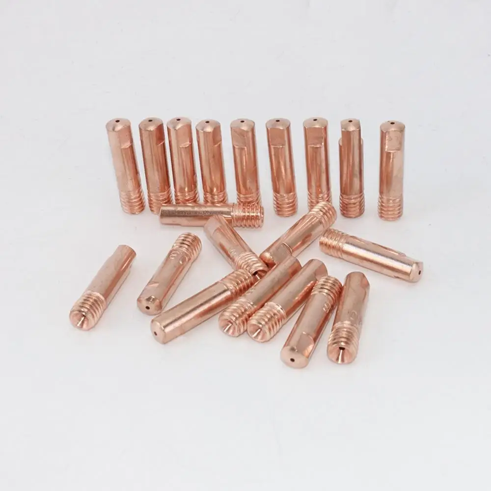 20 pçs 15ak contato ponta cucrzr mig tocha/arma consumíveis 0.8/1.0/1.2mm m6x25mm pontas de soldagem para euro estilo mig mag tocha de soldagem