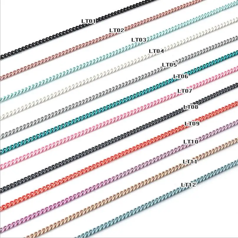 12 Colors 50 cm/piece Japanese Nail Art Color Chain Zipper Nail Decoration Delicate Metal Chain DIY Jewelry Accessory T1708