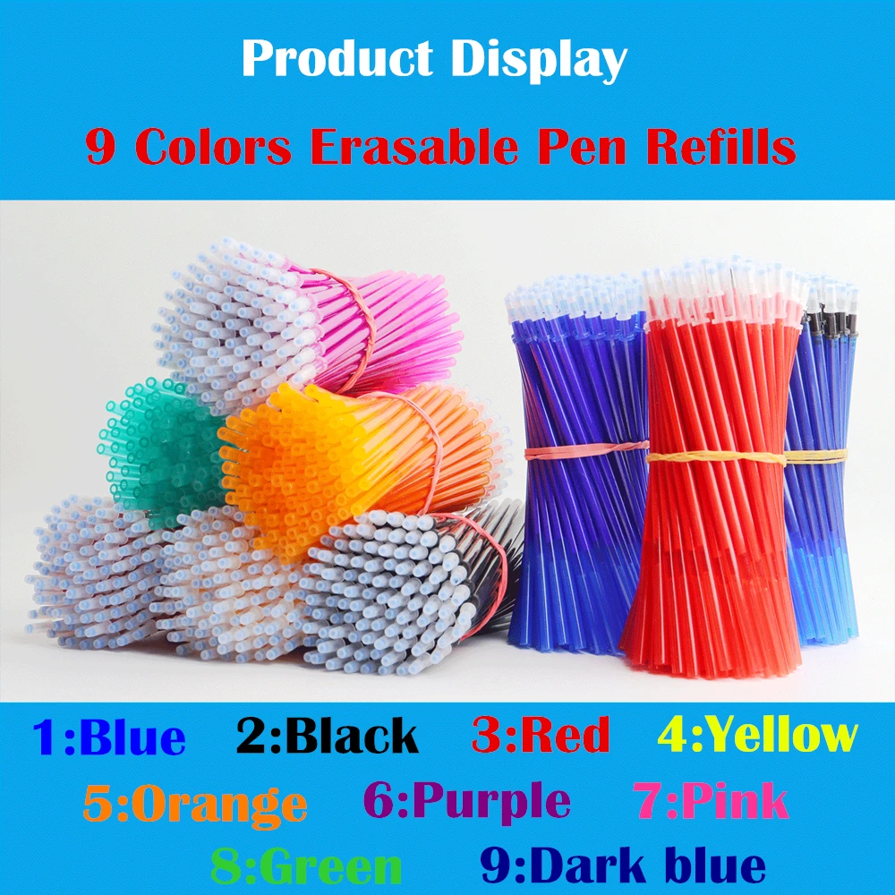 A Pen 20 Pcs/Set Students Erasable Pen Washable Handle Blue Black Red 0.5mm Pens Refill Rod for Office School Writing Supplies