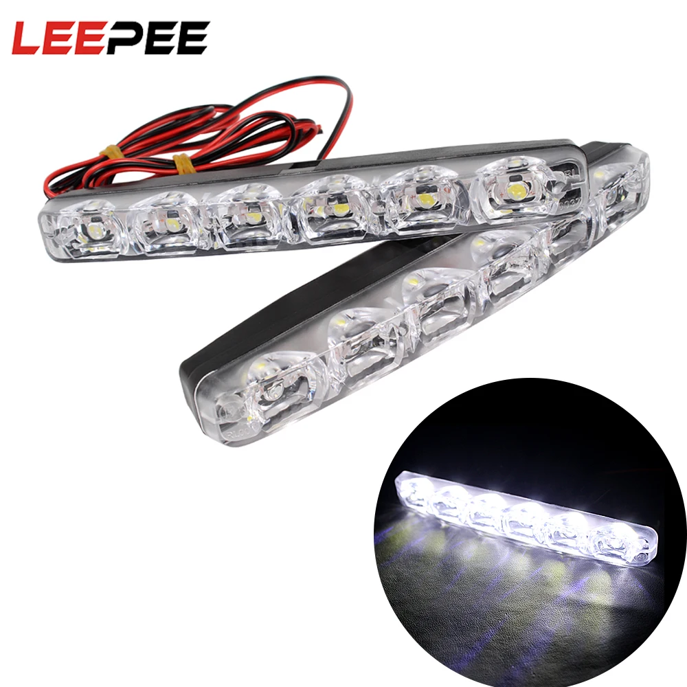 LEEPEE 1 Para DRL LED Samochodowe światła do jazdy dziennej 6 diod LED DC 12V Automatyczne światła przeciwmgielne Światła drogowe Samochodowe światła drogowe Super jasne