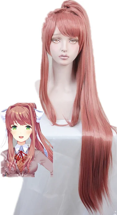 Doki Doki Văn Học Câu Lạc Bộ Monika Sayori Yuri Natsuki Cosplay Đồng Phục Game Trang Phục Bên Ngoài Áo THUN THẮT NƠ Tóc Giả Cổ