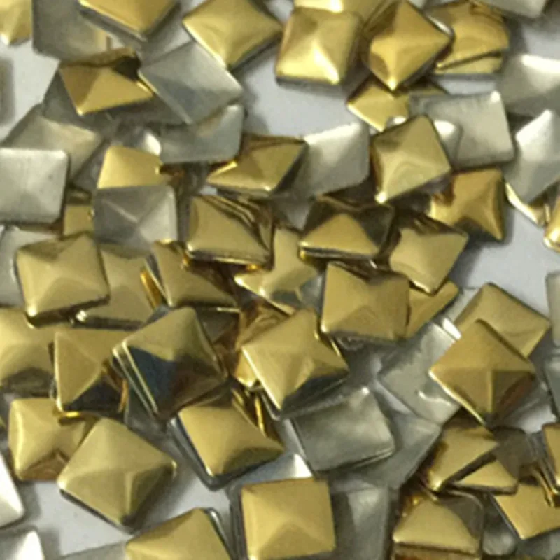 4*4mm Gold Hot Fix Nailheads Panel pressing Pyramid Rhinestuds Square Shape DIY Scarf/shoes/cloth Accessories 1440pcs/lot