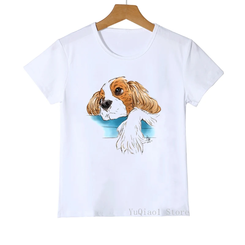 Rainbow lgbt Cavalier King Charles spaniel dog animal print boy girl clothes unisex tshirt children’s t-shirts kawaii t shirt