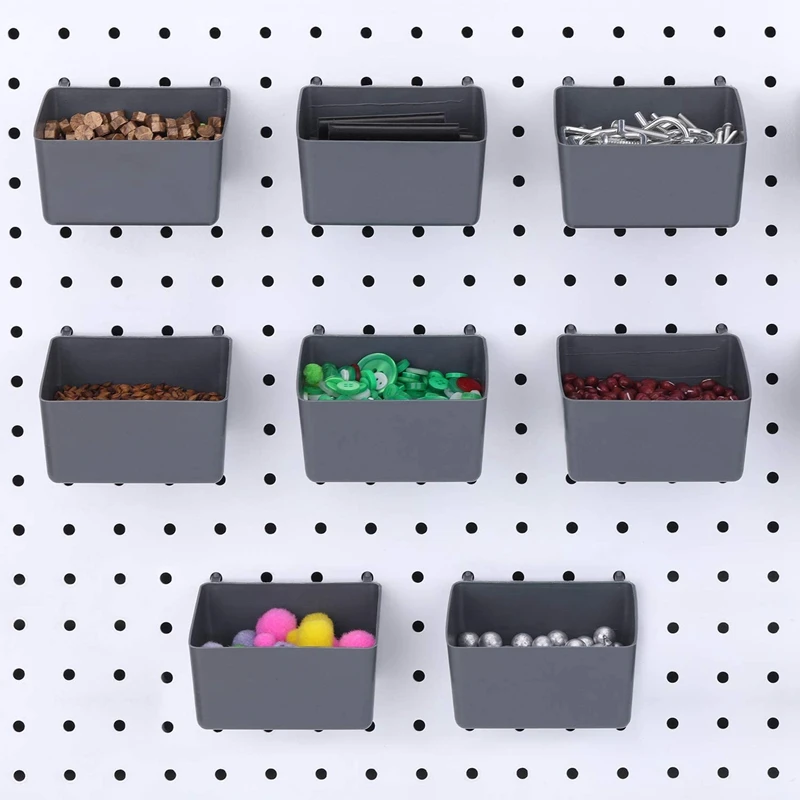 8 Pieces Pegboard Bins Kit Pegboard Parts Storage Pegboard Accessories Workbench Bins for Organizing Hardware Retail