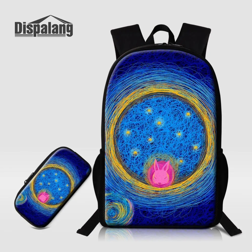 

Art Painting School Backpack With Pencil Case Sublimation Printing Schoolbag For Girls Good-Looking Junior High Student Bookbag