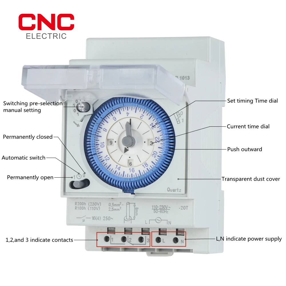 CNC SUL181d Time Relay Track Installation Mechanical Timer 220V 24-hour Industrial Time Control Switch