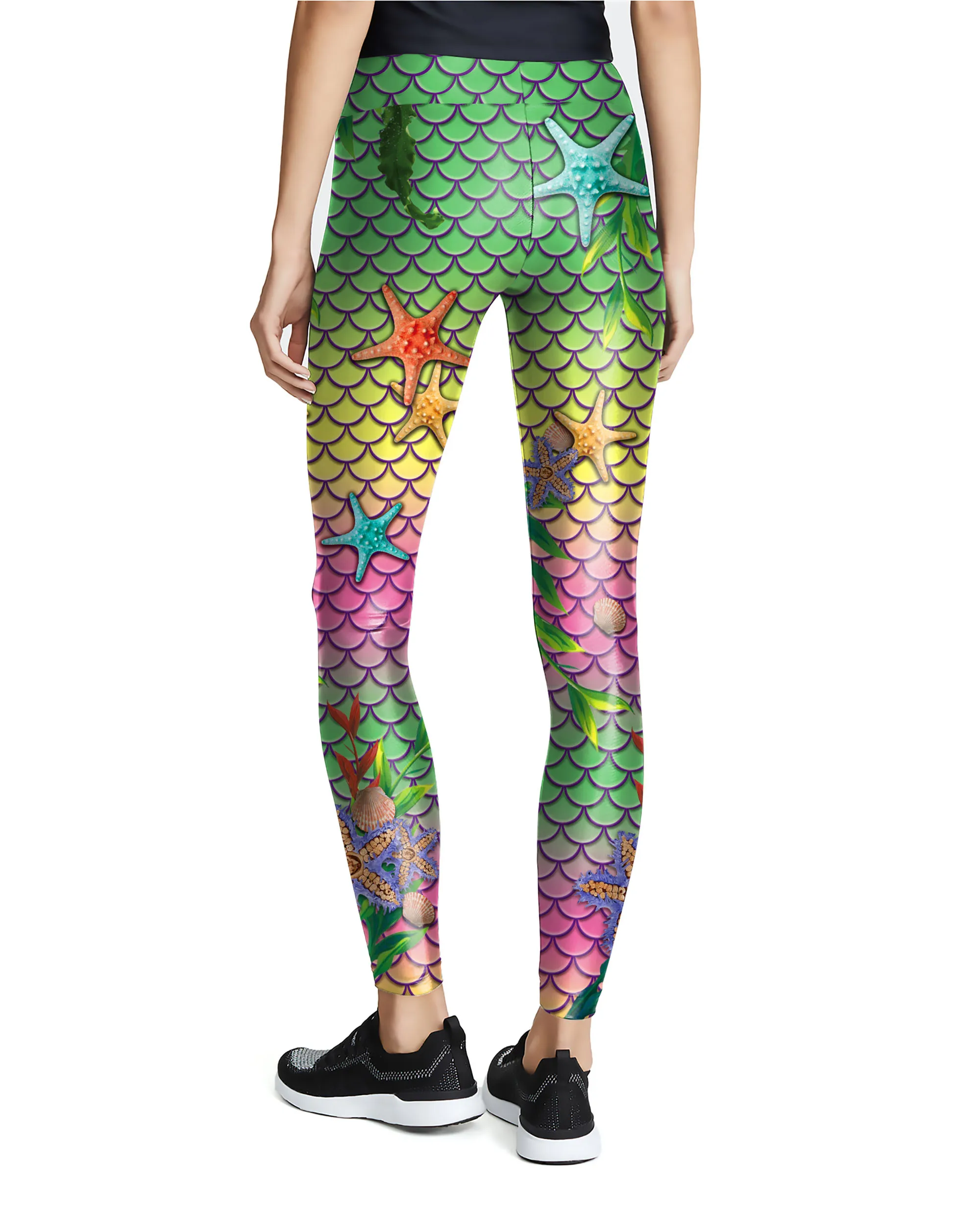 Leggings con estampado 3D de sirena para mujer, pantalones ajustados de calle, mallas deportivas informales a la moda, 2021