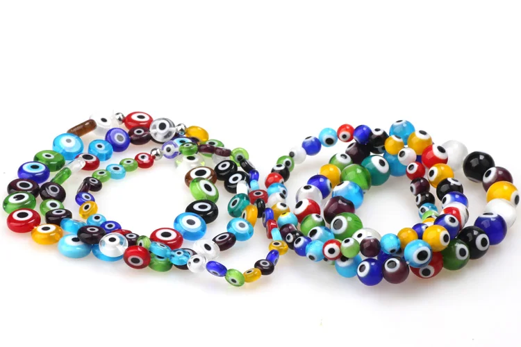 6mm/8mm/10mm Multicolor Runde Flache Form Evil Eye Lampwork Glasierte Glas Perlen für Armband halskette DIY Schmuck Machen – Detail 3