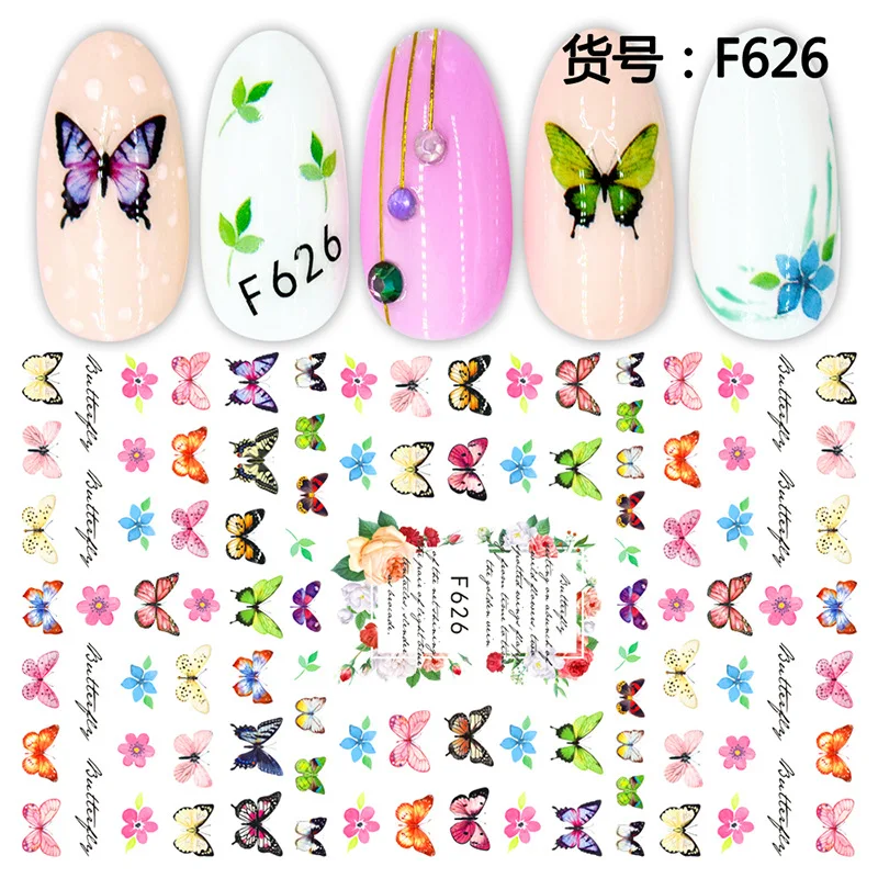 10PCS Cartoon Colorful Butterfly Nail Art Sticker Abstract Character Bow Tie Nail Art Decoration Applique Accessories Bag Packag