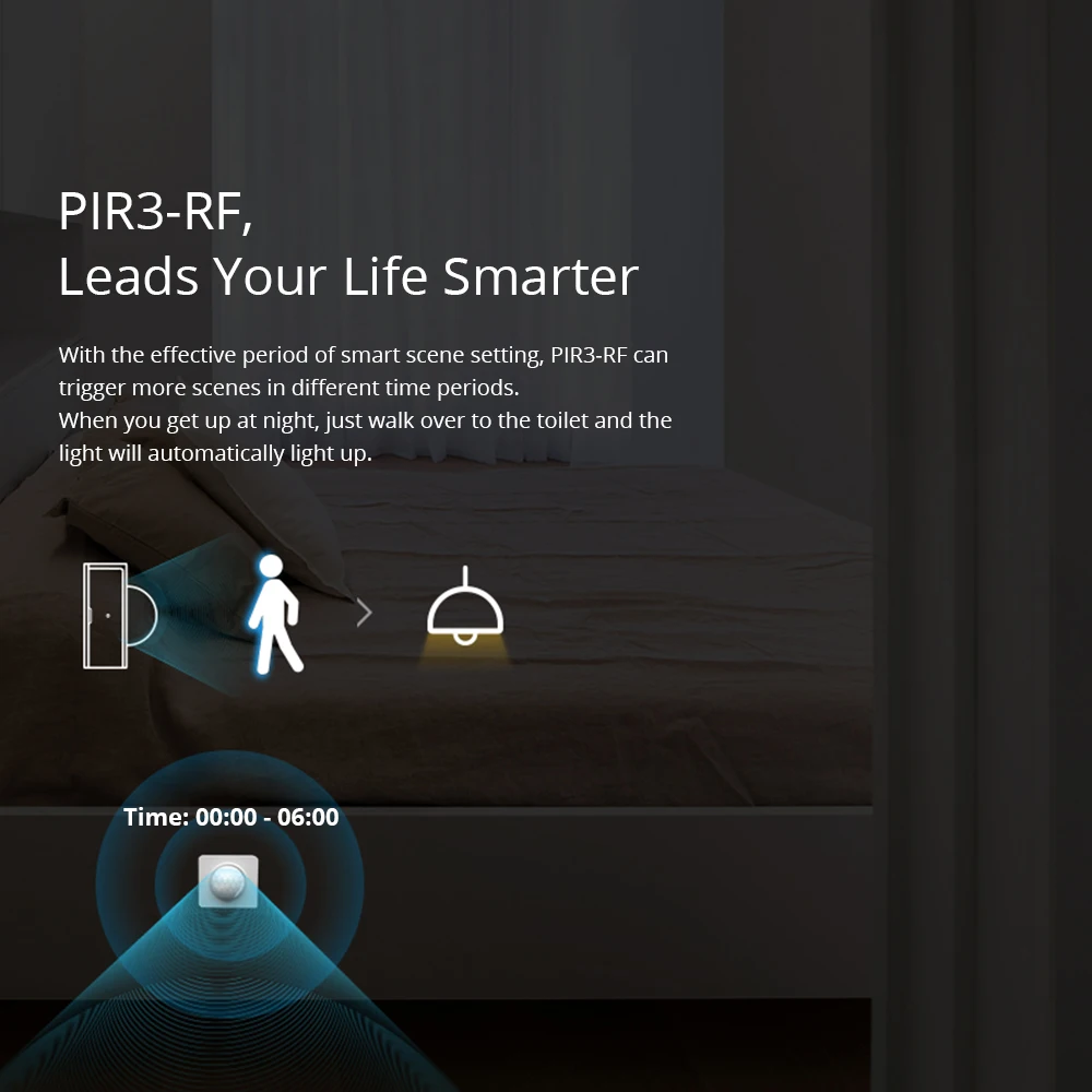 مستشعر حركة SONOFF PIR3-RF 433 ميجا هرتز يعمل مع جسر RF مشهد ذكي ثنائي الوضع تبديل إشعار إنذار عبر eWeLink IFTTT