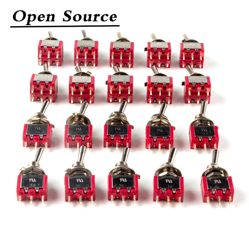 5Pcs Miniature Toggle Switch Single Pole Double Throw ON-OFF-ON /ON-ON 120VAC 6A 1/4 Inch Mounting MTS-102 103 202 203