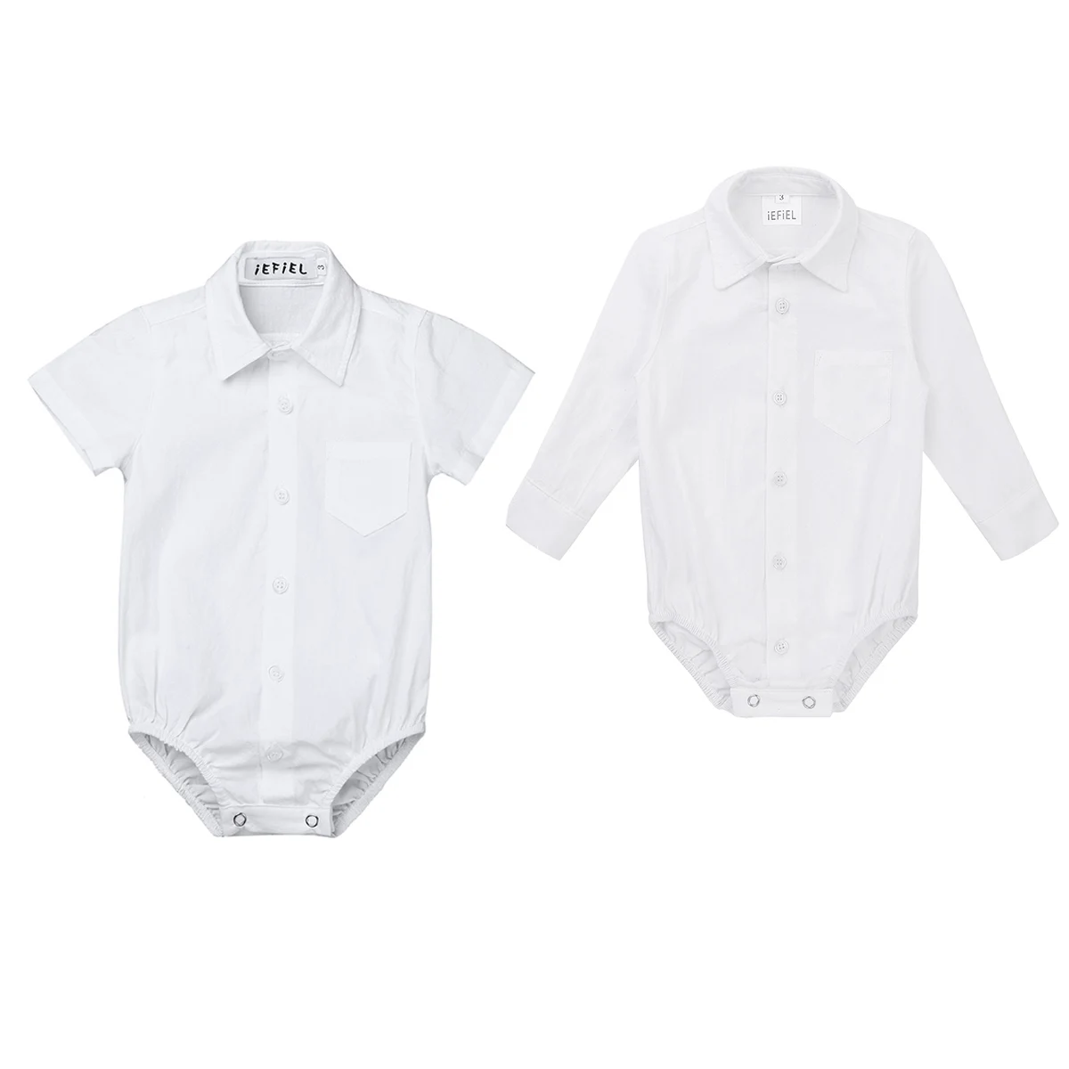 

Infant Baby Boys Short/Long Sleeves Lapel Formal Gentleman Shirt Romper Jumpsuit White Newborn Wedding Party Clothes 3-24 Months