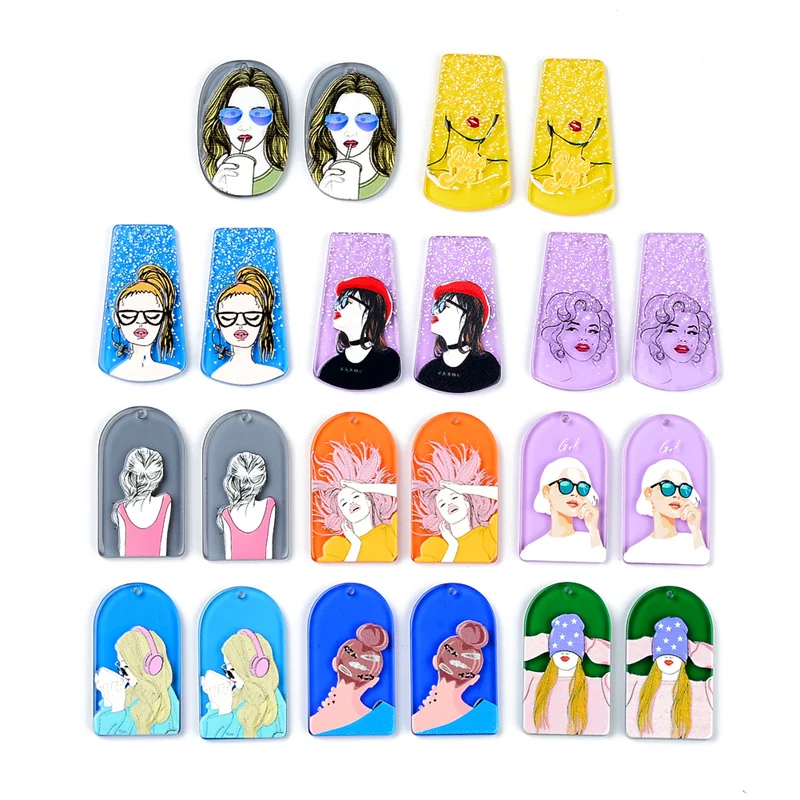 

10Pcs Sexy Girls Avatars Jewelry Accessories Hand Made Earrings Making Connectors DIY Pendant Jewelry Findings Components Charms