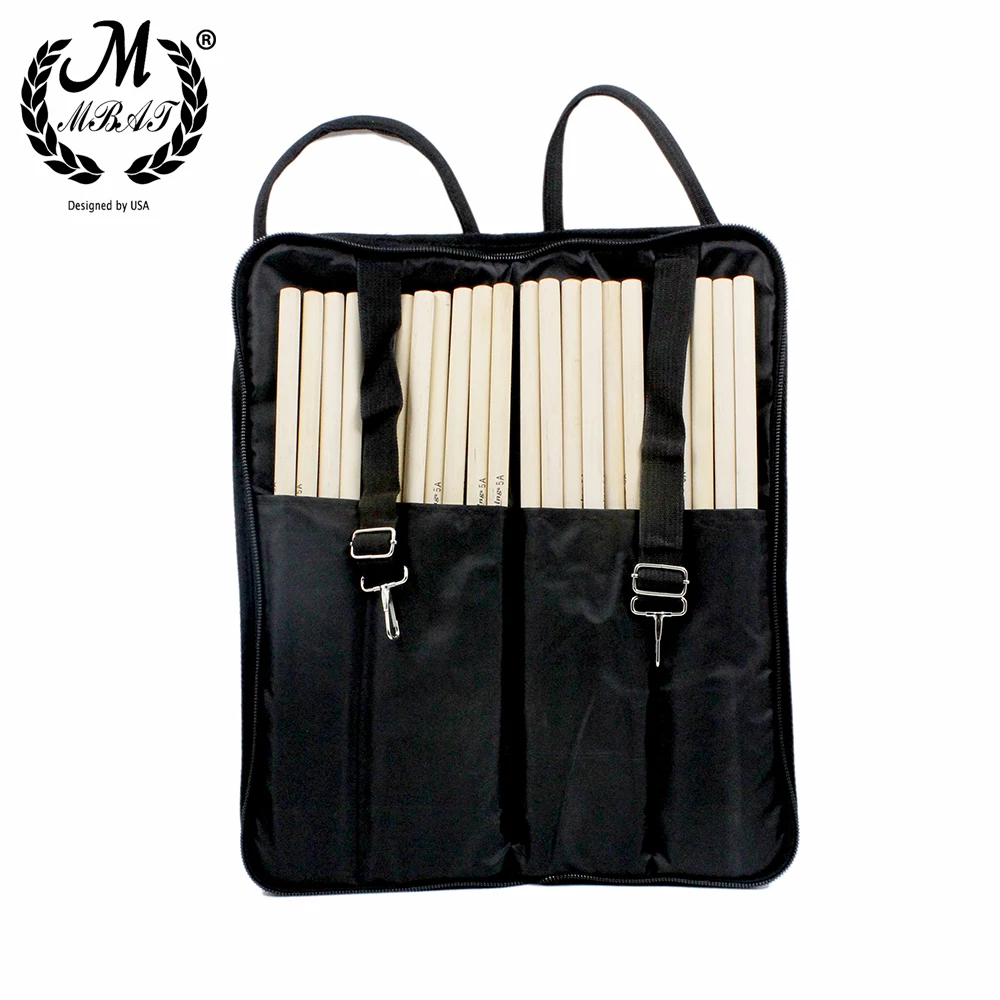 M MBAT Water-Resistant Oxford Cloth Drumstick Backpack Gig Bag Large Capacity Jazz Drum Stick Music Book Storage Case Holder