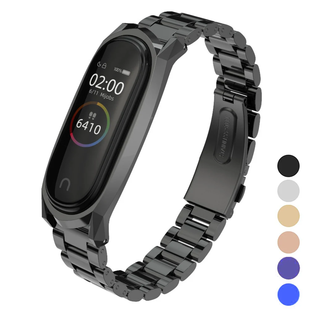 สร้อยข้อมือสำหรับ Miband 3 4 5 6โลหะ Correa สำหรับ Mi 6สาย Opaska สำหรับ Xiaomi Mi 5สายรัด Correas Mi3 NFC Global สายรัดข้อมือ