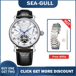 Seagull Business Watches Men's Mechanical wristwatches Calendar 50m Waterproof Leather Male Bracelet Clasp  819.317