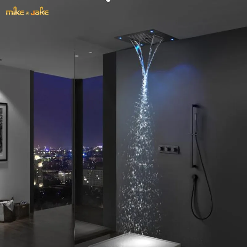 

Wall brass top ceiling black shower set thermostatic bath rainfall bath shower set bathroom matt black constant shower mixer