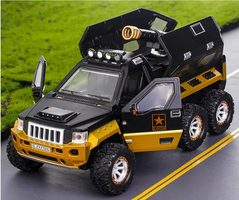 1:32 high simulation alloy pull back armored car model,simulation sound light open door design,classic children's toy,shipping