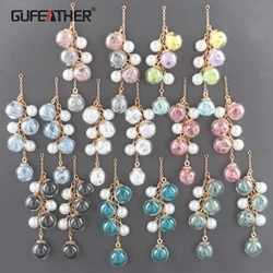 GUFEATHER M1081,glass beads,pearls,feathers,pass REACH,nickel free,18k gold plated,jewelry making,diy pendants earring,2pcs/lot
