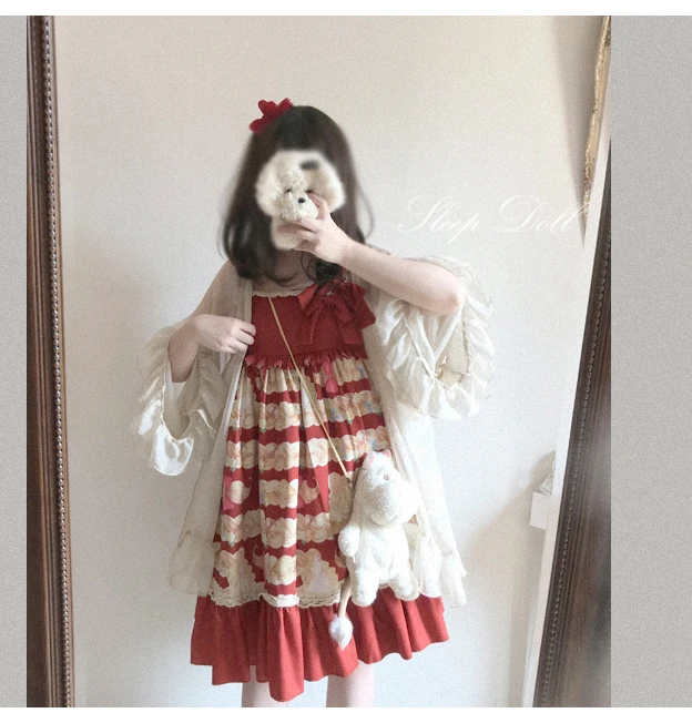 Robe japonaise lolita douce à bretelles, vintage, taille haute, imprimé victorien, mignonne, kawaii, gothique, lolita cos loli