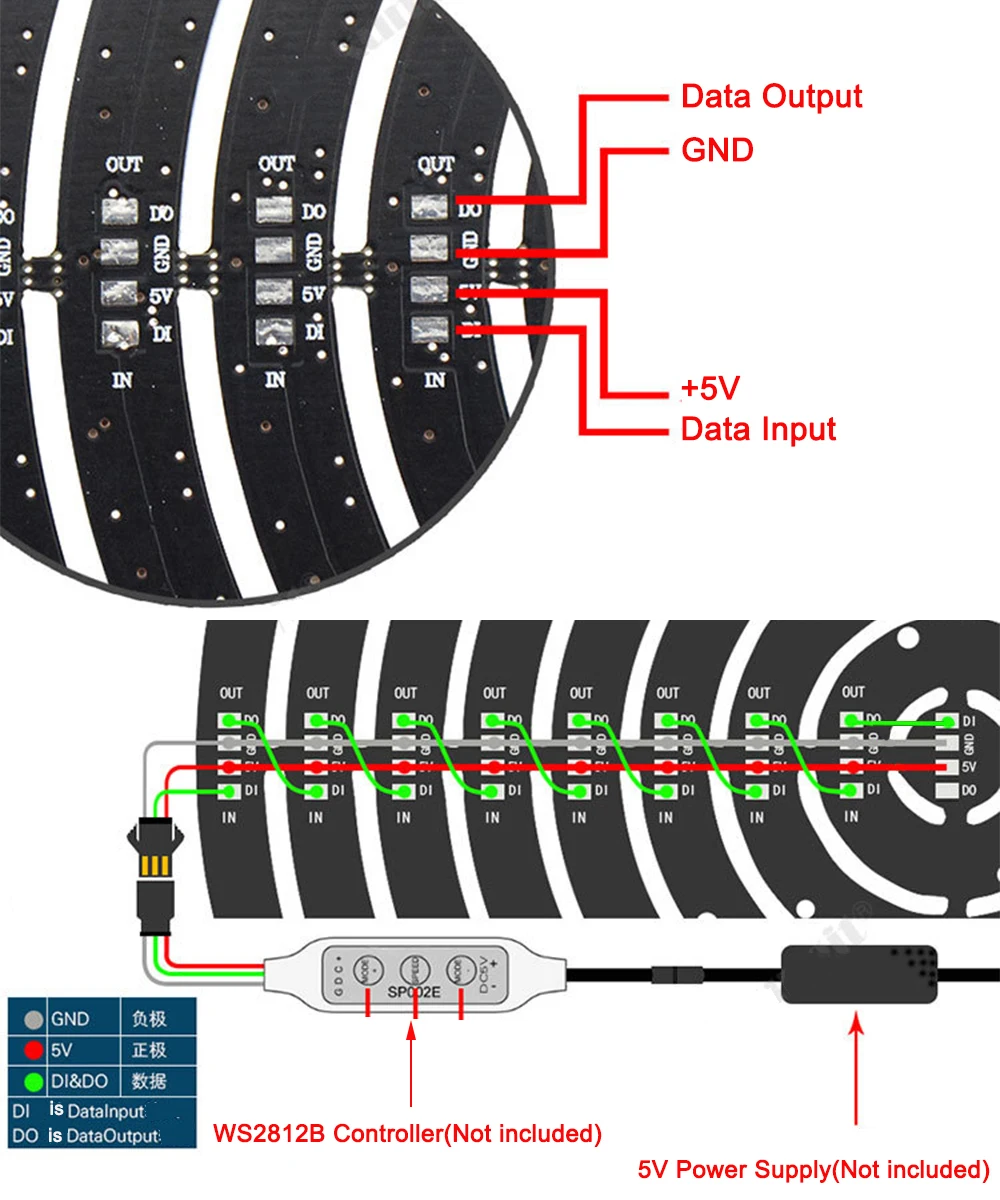 5V 1Bit 3 4Bit 7 8Bit 9 12Bit 16Bit 24Bit 32Bit 64 Bits WS2812 5050 RGB LED Ring Lampe Licht + Integrierte Treiber Für Arduino Diy – Detail 2
