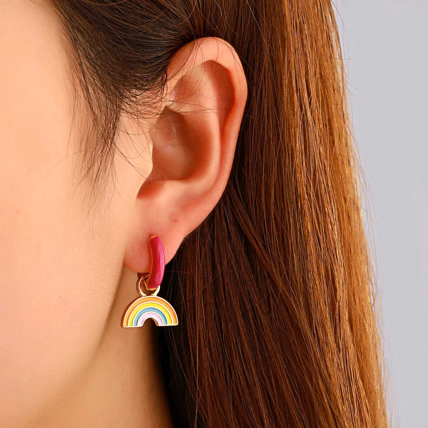 Cute Rainbow Neon Drop Earrings for Women 2022 Trend Fashion Enamel Small Hoop Earring Jewelry Gifts