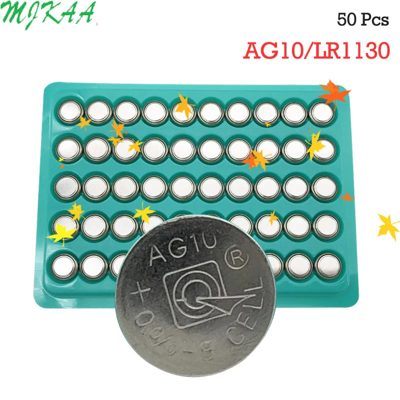 

50PCS AG10 LR54 1.55V SR54 389 189 LR1130 SR1130 Button Cell Battery or Watch Toys Remote