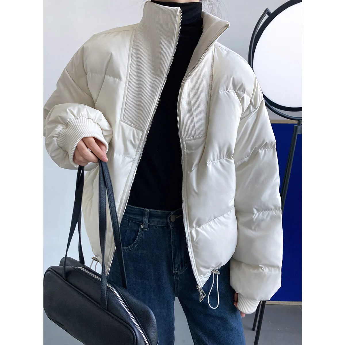 Y33 Winter Women Short Coat Fleece Thicken Keep Warm Lightweight Fashion Urban Casual Streetwear Harajuku Sweet Girl Jacket