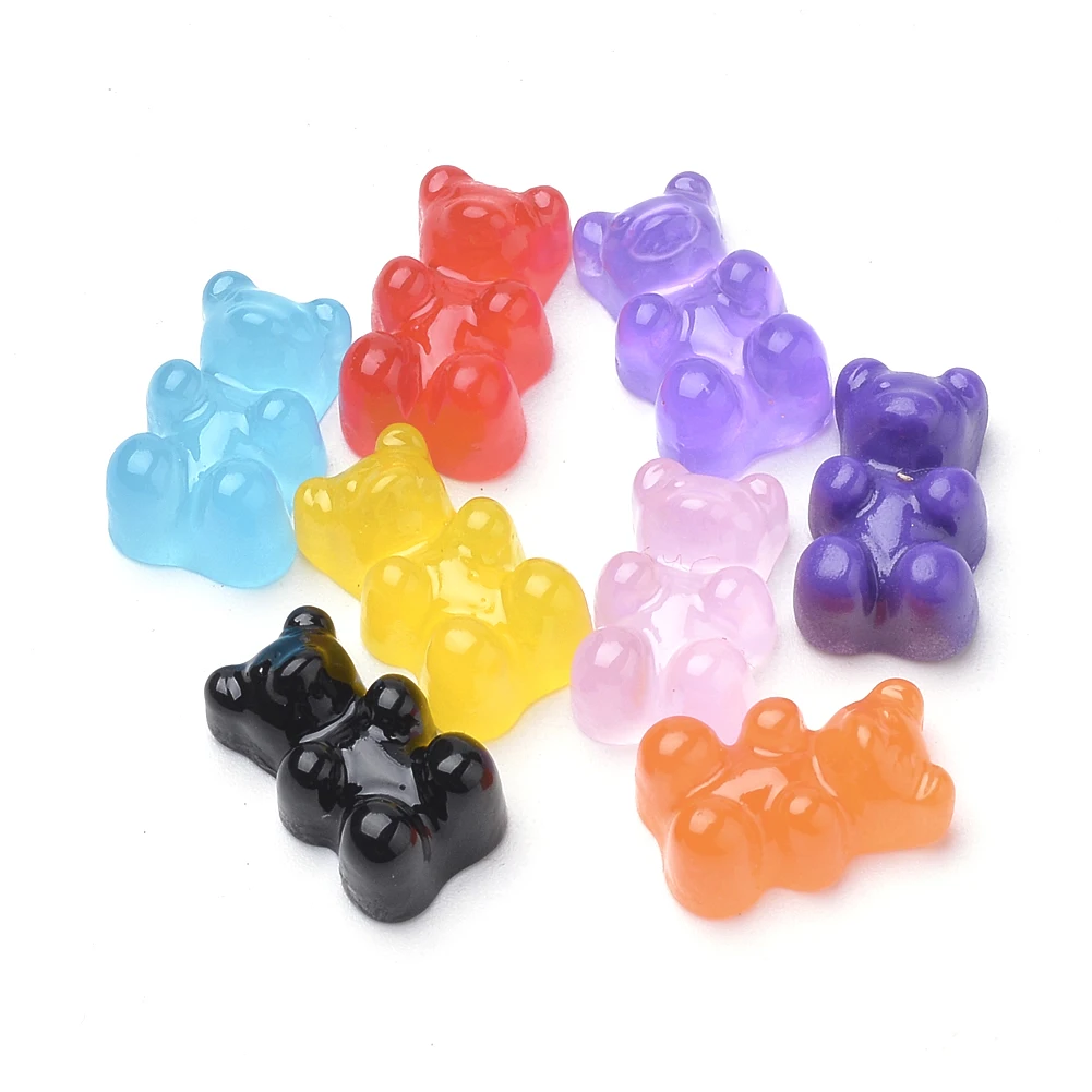 

20Pcs Kawaii Gummy Bear Resin Flatback Cabochons Imitation Animal Candy Slime Charms for Necklace Keychain DIY Jewelry Making