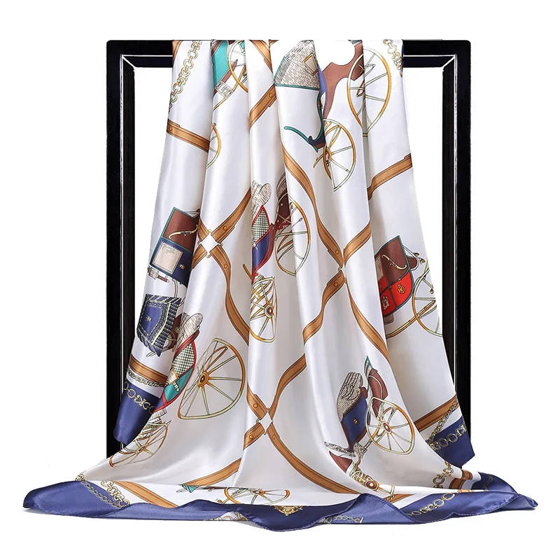 2021 Luxury Brand Fashion 90cm Bandana Real Fabrics Silk Scarves Soft Scarf Women Sun-resistant Shawl chiffon hijab poncho head