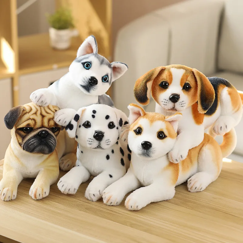 Simulation Dog Plush Toy Stuffed Lifelike Husky Shiba Inu Dalmatian Pug Puppy Doll Home Decor High Quality Birthday Gift