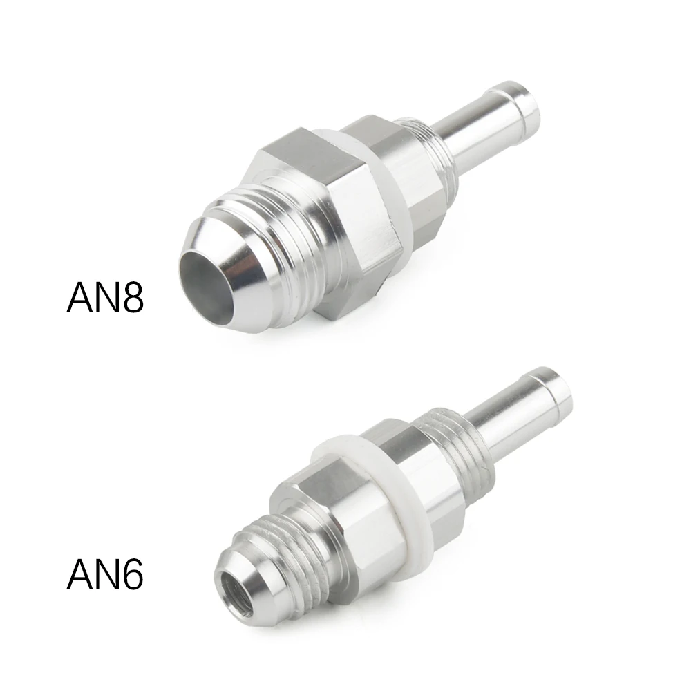 An6-5/16 or AN8-3/8 Aluminum Hose Barb Fuel Tank Fitting Silver Replacement Fittings Connector