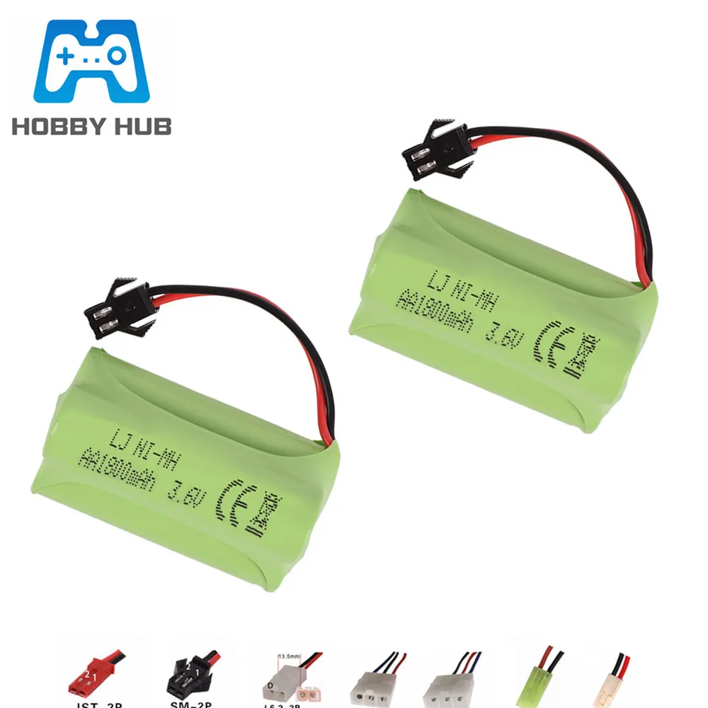 HOBBY HUB-batería NiMH de 3,6 v, 1800mah para juguetes Rc, coche, pistola, camión, tren, Ni-MH, AA, 700mah, 3,6 v, batería recargable de 5 piezas para barco a control remoto