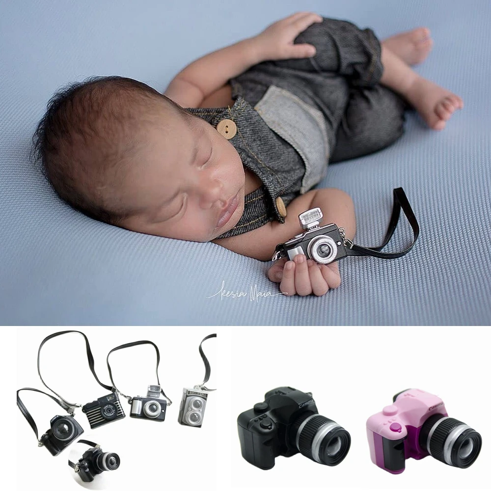 2021 Newborn Photography Props Boys Mini Vintage Camera Computer Resin Toy Baby Photographer Studio Shooting Accessories Store