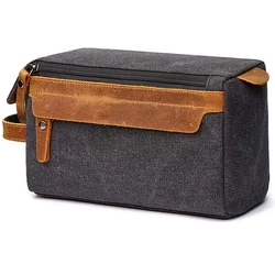 Trousse de toilette en cuir de cheval pour homme, trousse de rasage de voyage, trousse de toilette en toile, Elin, Dopp