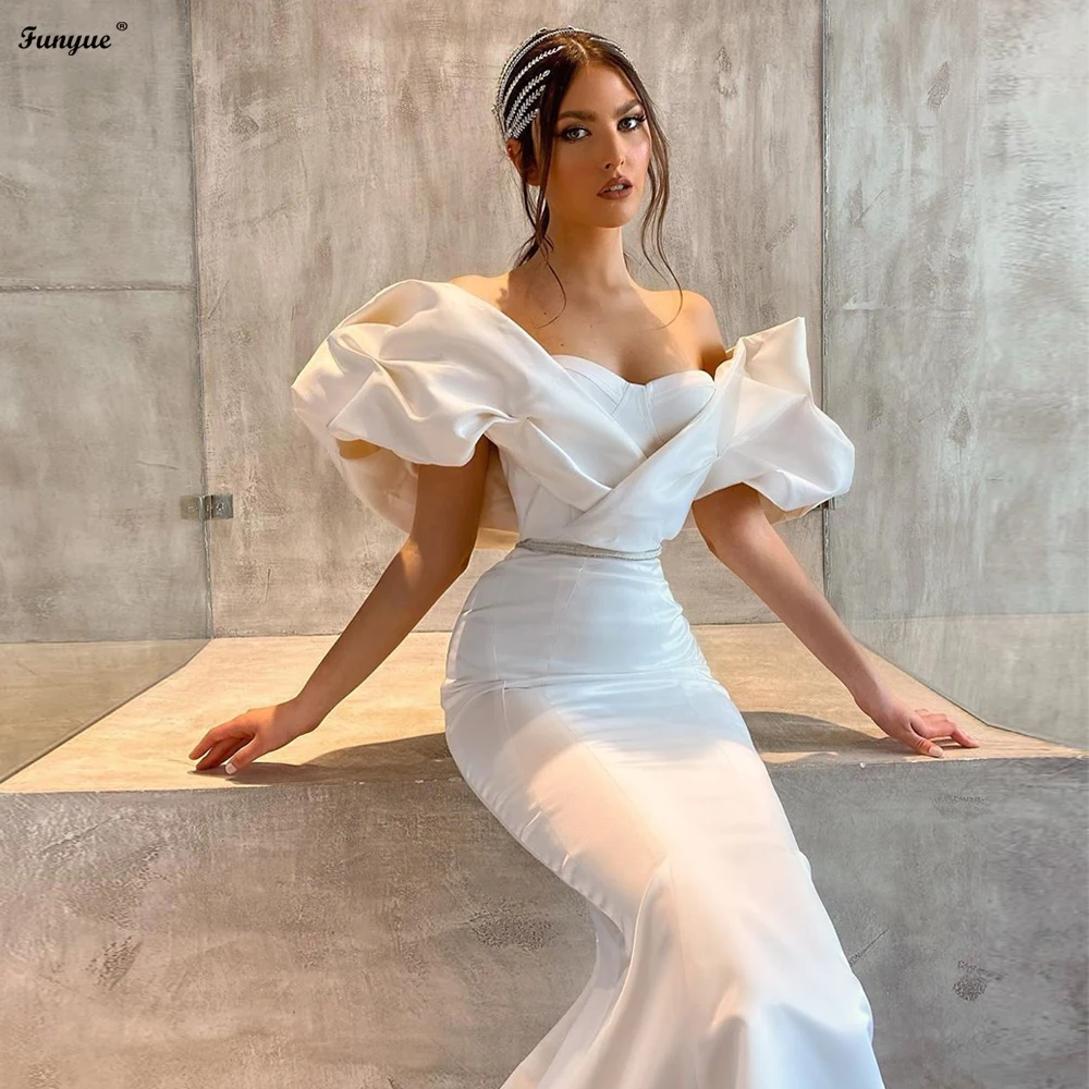 Superbe Robe De Mariée Sirène 2022 Nouvelle Chérie Robe De Mariée pour Mariée Robe De Mariee Ivroy Satin Manches Bouffantes Robes De Mariée