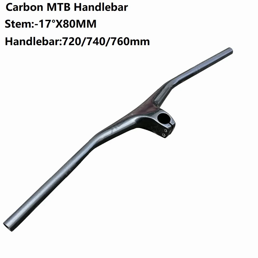 

Carbon MTB Integrated Handlebar -17 degree One-shaped Bicycle Handlebar With Stem 80mm UD Matte 720/740/760mm MTB Handlebar