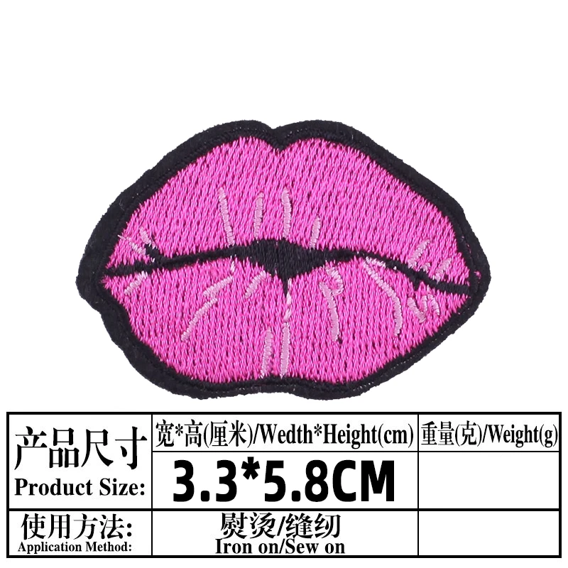 Sequins Letters Lips Embroidered Patches for Clothing Thermoadhesive Badges Patch Thermal Stickers for Fabric Clothes Appliques