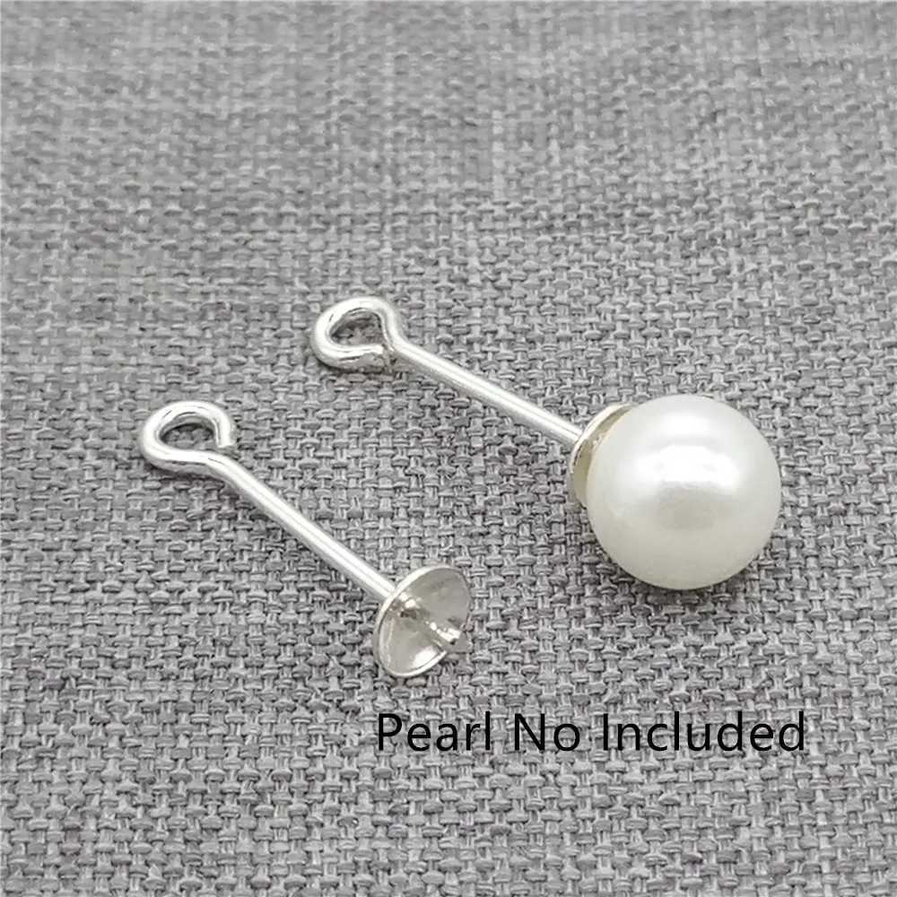 

10prs Sterling Silver Eyepin Eye Pin Cup Peg for Half-drilled Pearl Earring